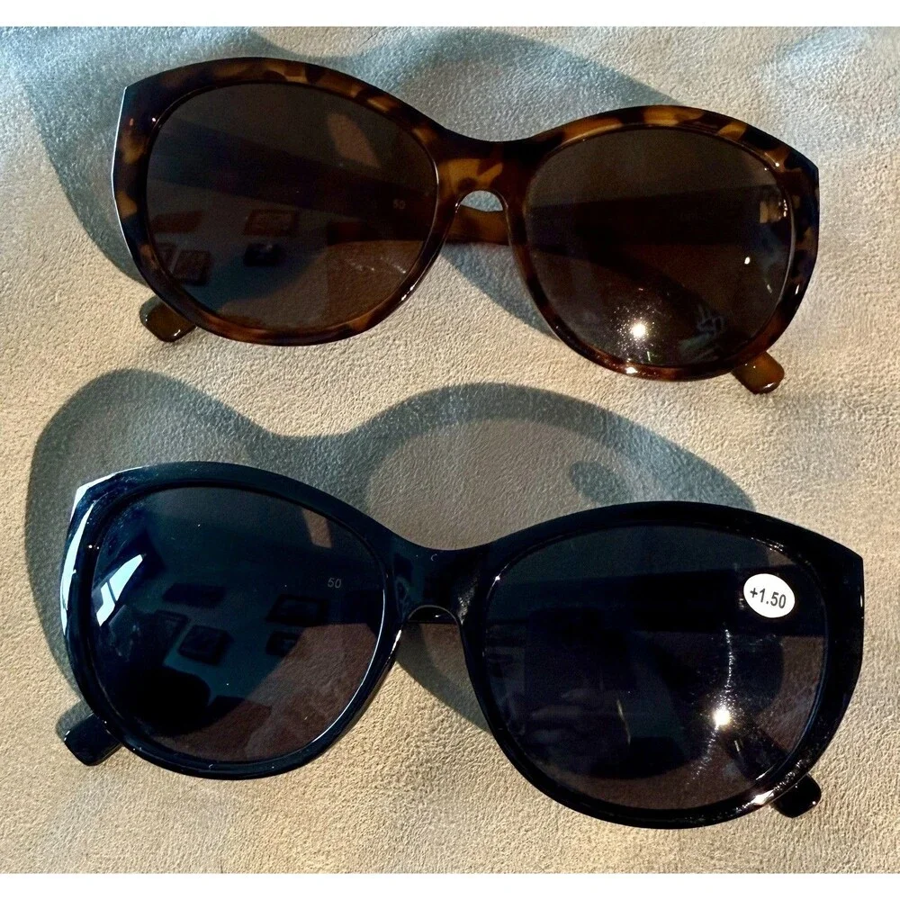 2 Pair of  Women’s Designer Bifocal Reading Sunglasses 1.50 and cases